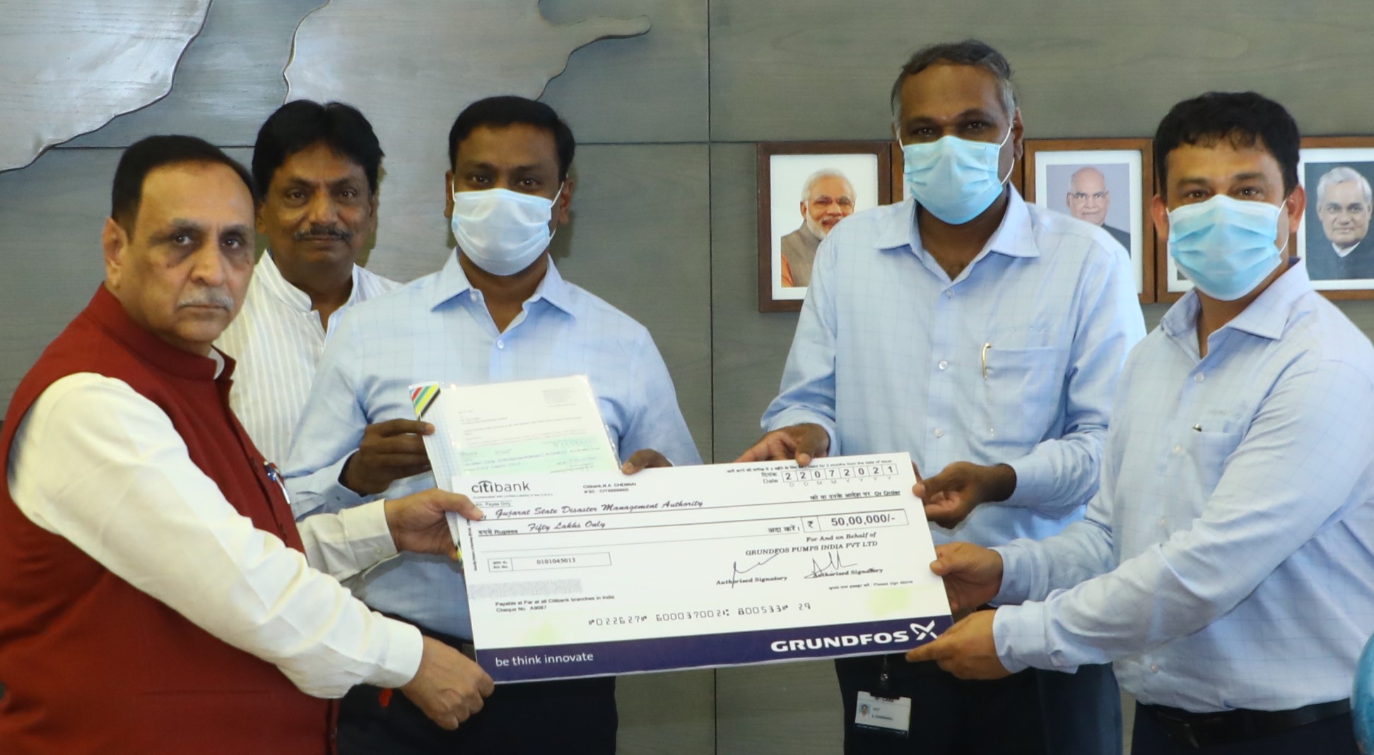 Grundfos India donates ₹ 50 lakh to Gujarat CM Relief Fund to aid the State’s fight against COVID-19